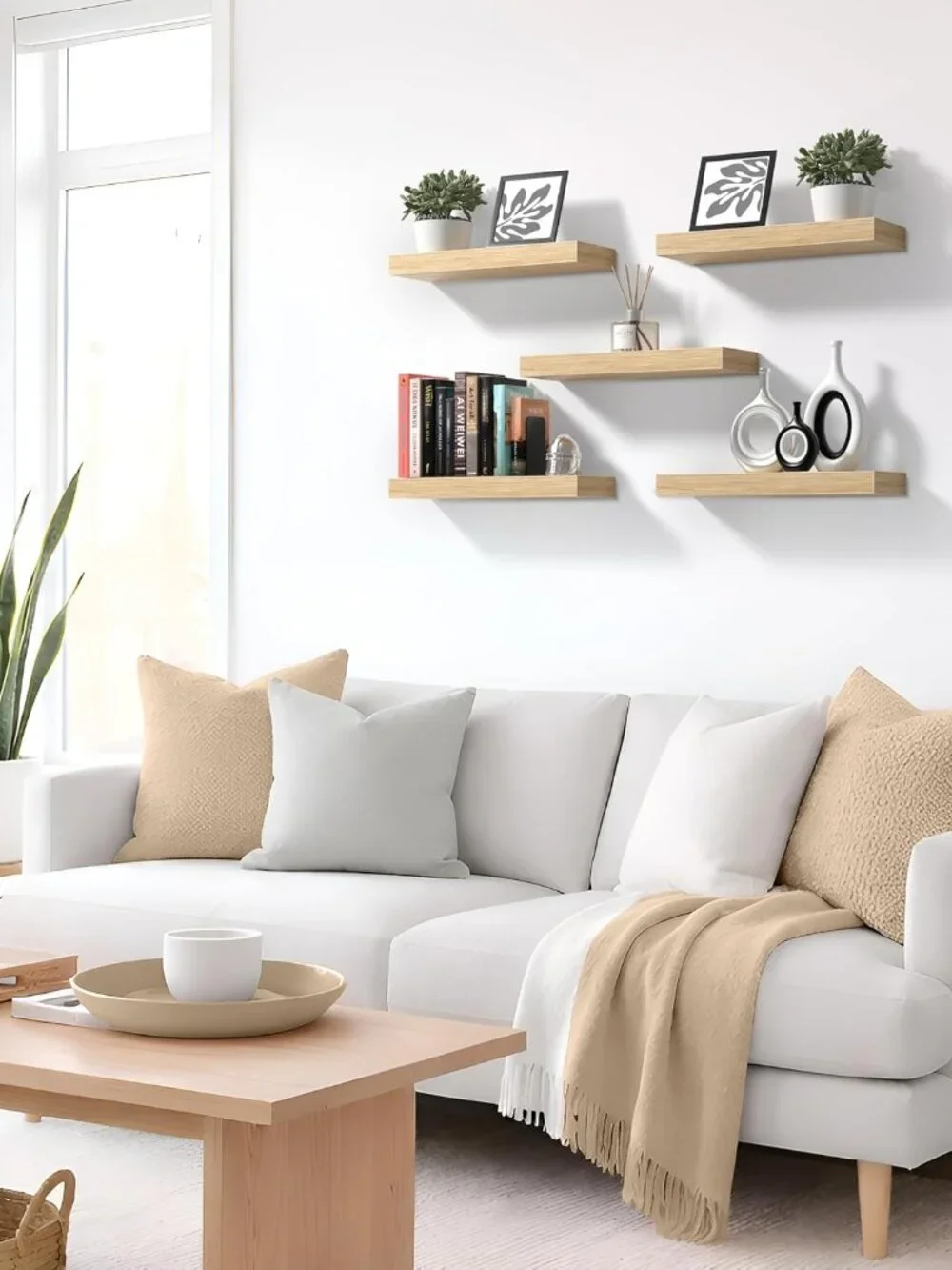 Lightweight 3 Pack of 16 Inch Floating Shelves - Perfect for Stylish Storage